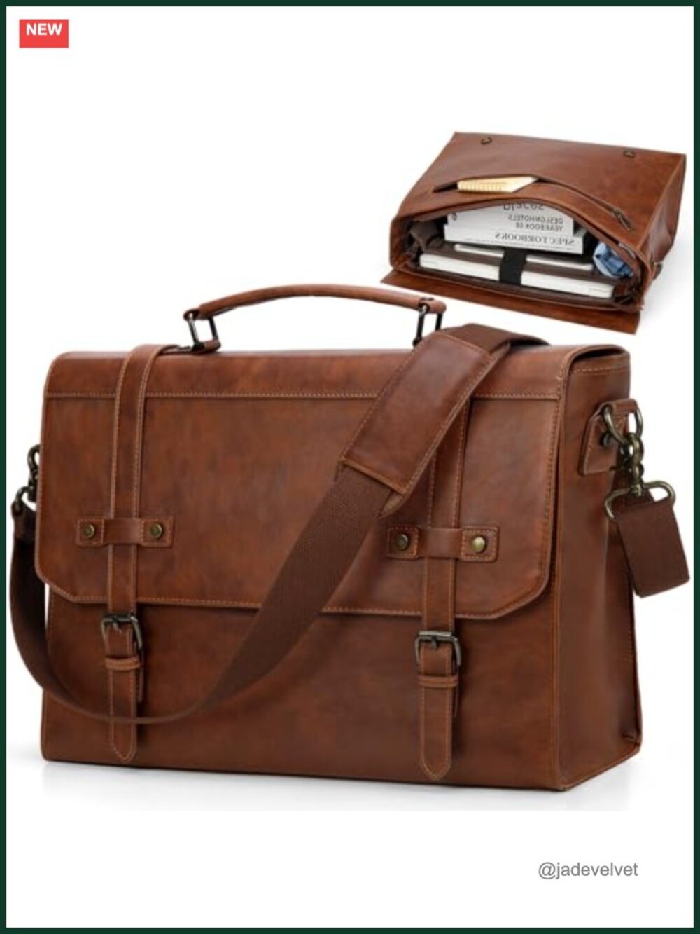 Vintage Style PU Leather 17 Inch Laptop Messenger Bag for Men, Waterproof
